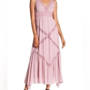 Max Studio Mauve Pink Crochet Sleeveless Maxi Dress